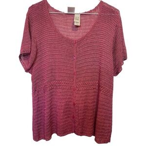 Emma James Blush Pink Crochet Top Size XL
